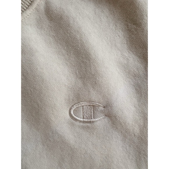 Champion Men's Large Ivory Cream Crewneck Sweatshirt Soft Thick Athleisure - Picture 3 of 5